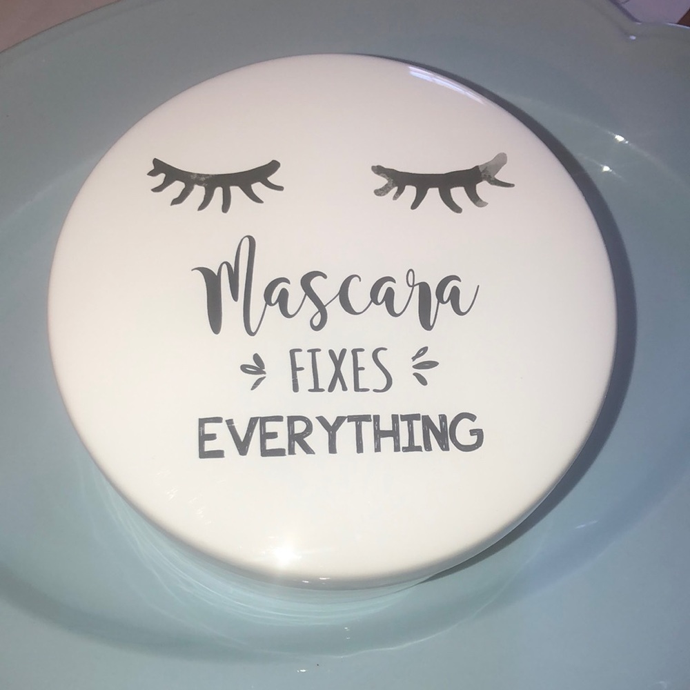 Make up container/trinket box.   6 1/2 inches across